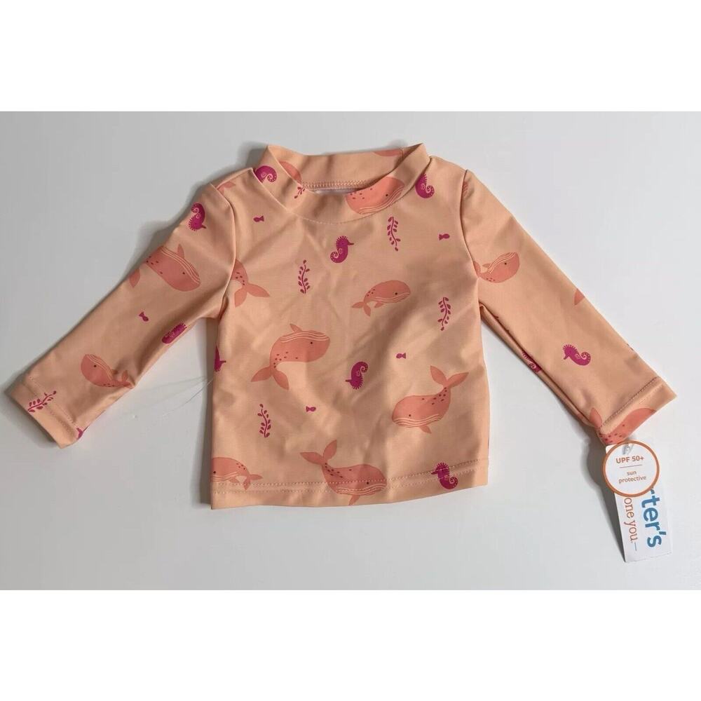 Carter’s Just One You Baby Girl Rash Guard Top Size 3M UPF 50+ Sun Protection